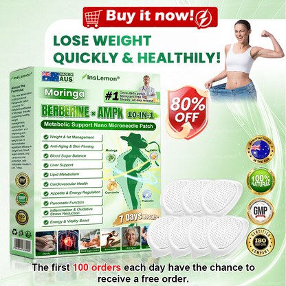 𝐈𝐧𝐬𝐋𝐞𝐦𝐨𝐧® Moringa × Berberine × AMPK 10-in-1 Metabolic Support Nano Microneedle Patch. Once daily. Supports weight, skin firmness, blood sugar balance, sleep and joint wellbeing