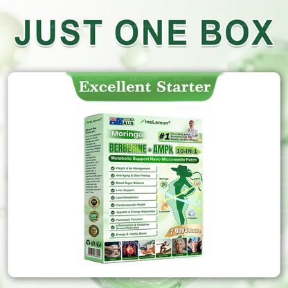 𝐈𝐧𝐬𝐋𝐞𝐦𝐨𝐧® Moringa × Berberine × AMPK 10-in-1 Metabolic Support Nano Microneedle Patch. Once daily. Supports weight, skin firmness, blood sugar balance, sleep and joint wellbeing