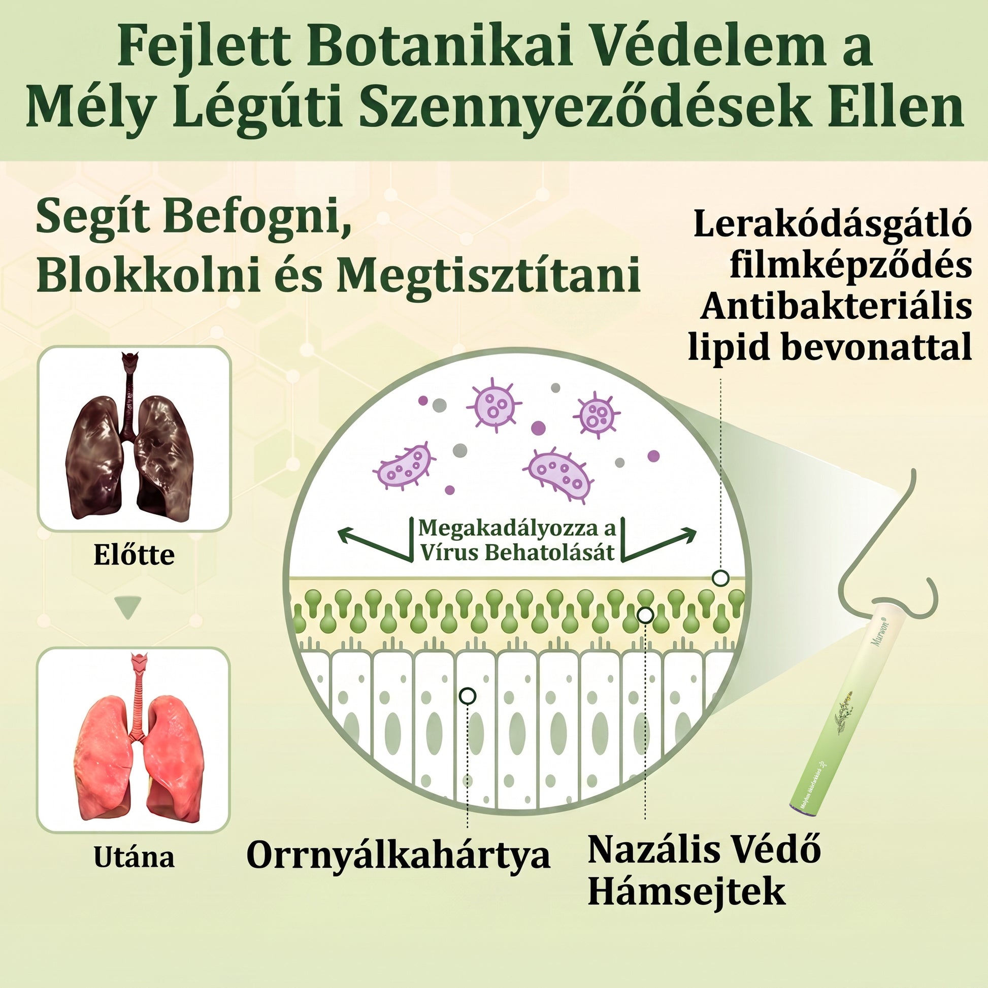 🇭🇺 High-Quality Hungarian Product with Domestic Shipping 🥇 Murwon® Herbal Lung-Cleansing Diffuser 🧄(👨‍⚕️ Effective Help for Cough, Sore Throat, Shortness of Breath, Mucus, Nasal Congestion, Bronchitis, Allergy Symptoms and Lung Problems) ❤️